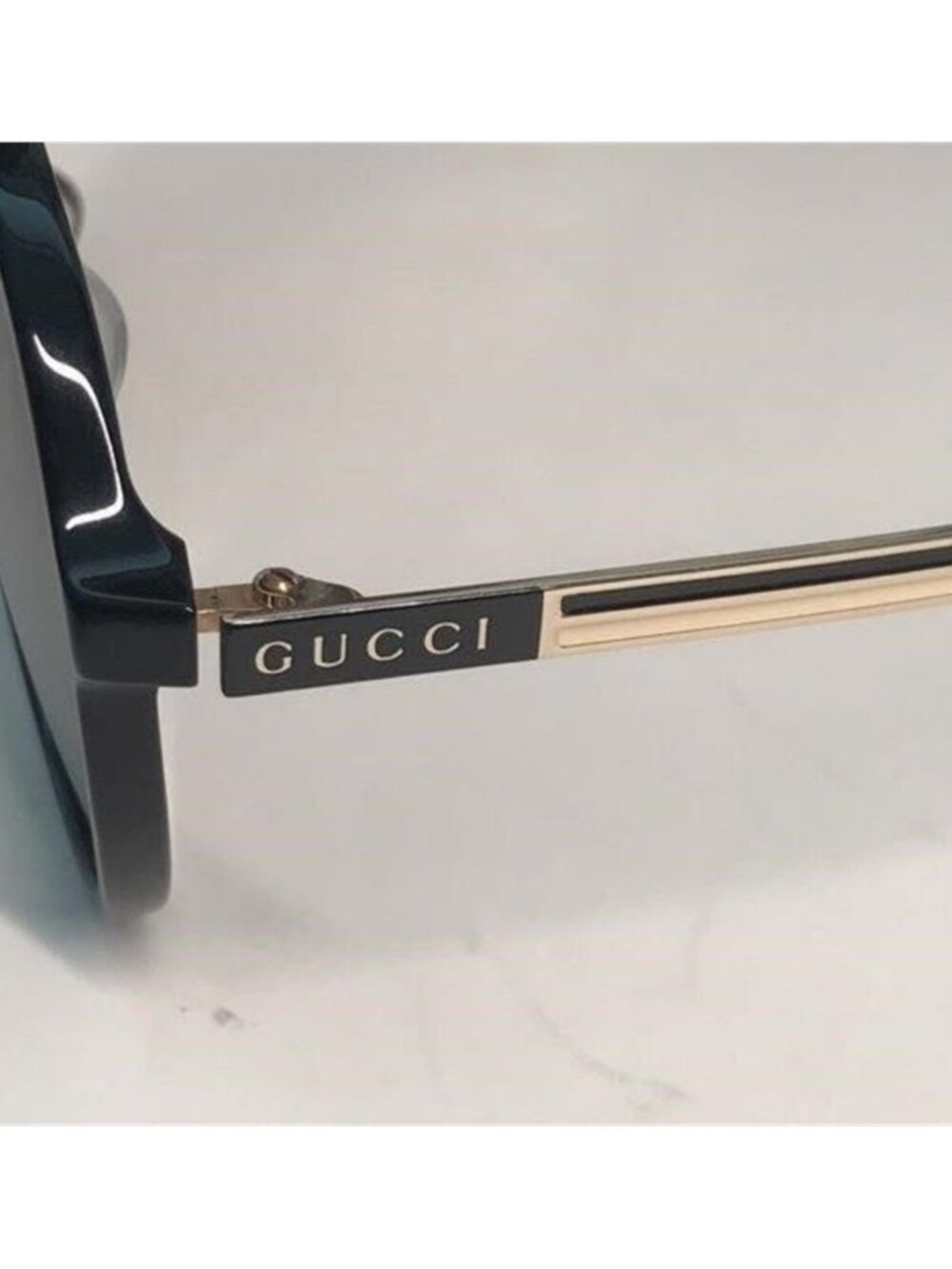 New Authentic  Gucci GG0829SA 002 – Black & Ruthenium Aviator Green Lenses ✨ - Picture 8 of 12